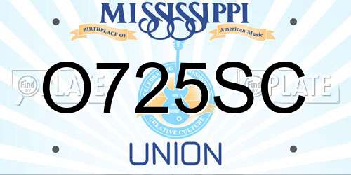 O725SC Mississippi License Plate
