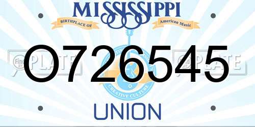 O726545 Mississippi License Plate
