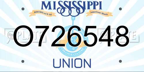 O726548 Mississippi License Plate