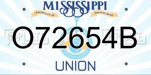 O72654B Mississippi License Plate