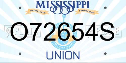 O72654S Mississippi License Plate