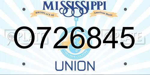 O726845 Mississippi License Plate