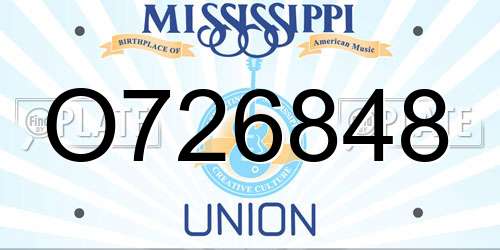 O726848 Mississippi License Plate