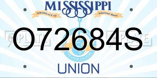 O72684S Mississippi License Plate