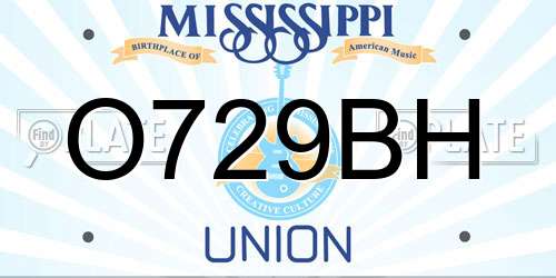 O729BH Mississippi License Plate