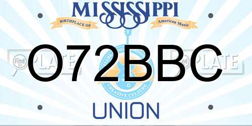 O72BBC Mississippi License Plate