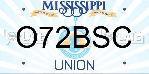 O72BSC Mississippi License Plate