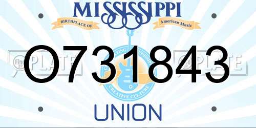 O731843 Mississippi License Plate
