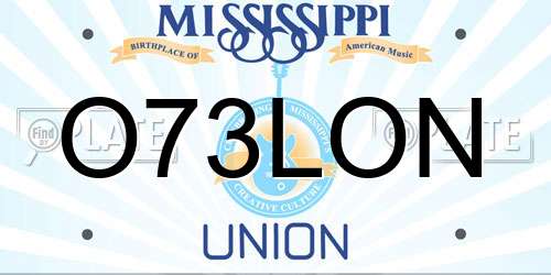 O73LON Mississippi License Plate
