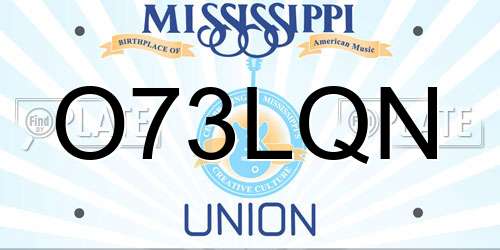 O73LQN Mississippi License Plate
