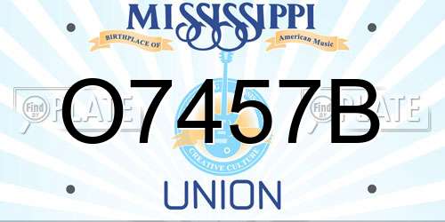 O7457B Mississippi License Plate