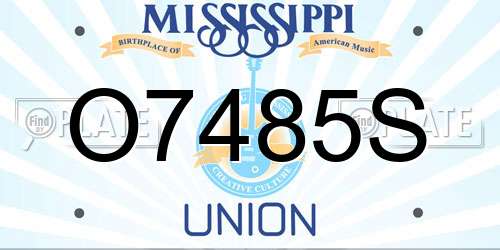 O7485S Mississippi License Plate