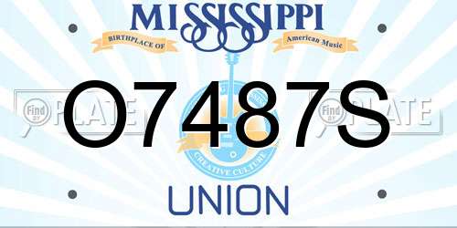 O7487S Mississippi License Plate