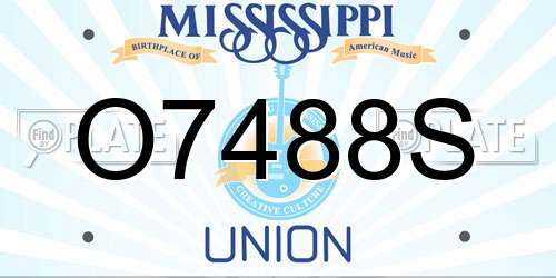 O7488S Mississippi License Plate