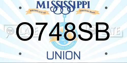 O748SB Mississippi License Plate