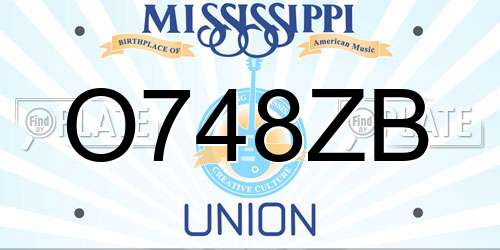 O748ZB Mississippi License Plate