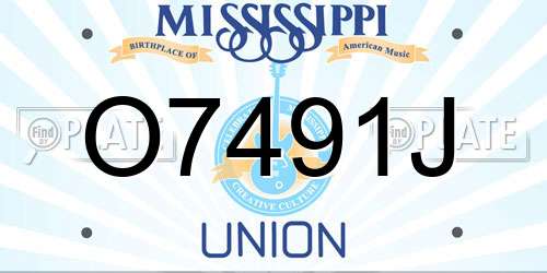 O7491J Mississippi License Plate