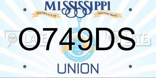 O749DS Mississippi License Plate