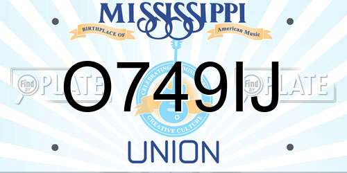 O749IJ Mississippi License Plate