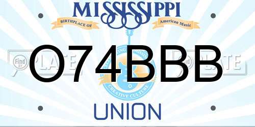 O74BBB Mississippi License Plate