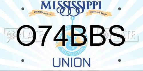 O74BBS Mississippi License Plate