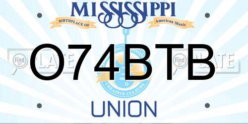 O74BTB Mississippi License Plate
