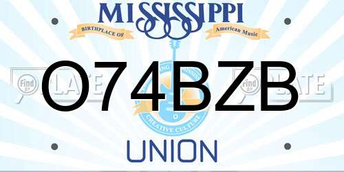 O74BZB Mississippi License Plate