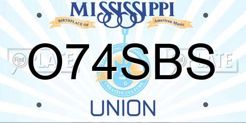 O74SBS Mississippi License Plate