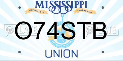 O74STB Mississippi License Plate