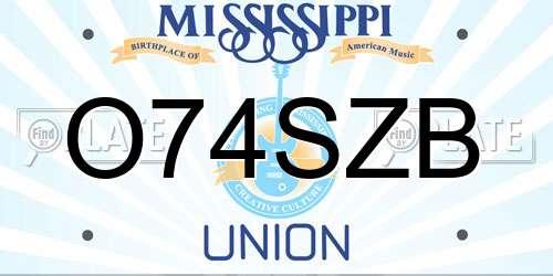 O74SZB Mississippi License Plate