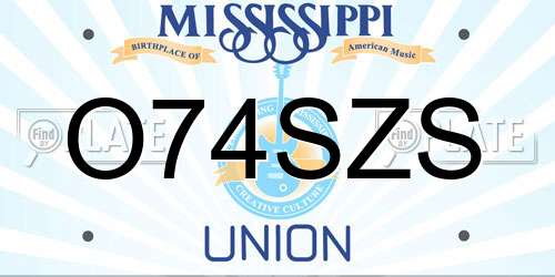 O74SZS Mississippi License Plate