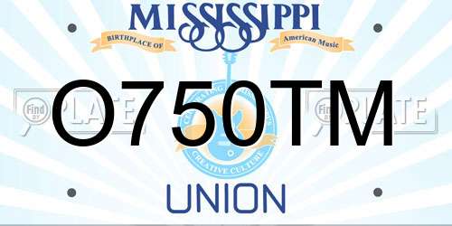 O750TM Mississippi License Plate