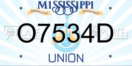 O7534D Mississippi License Plate