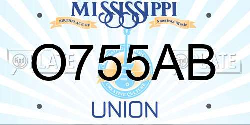 O755AB Mississippi License Plate