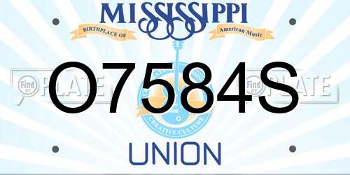 O7584S Mississippi License Plate