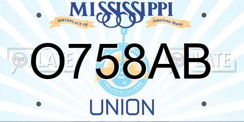 O758AB Mississippi License Plate