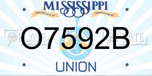 O7592B Mississippi License Plate
