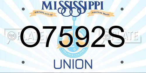 O7592S Mississippi License Plate