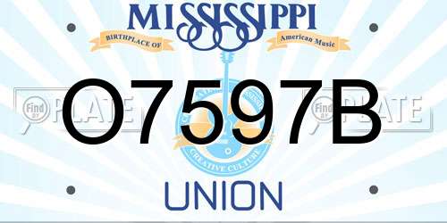 O7597B Mississippi License Plate