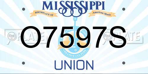 O7597S Mississippi License Plate