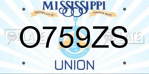 O759ZS Mississippi License Plate