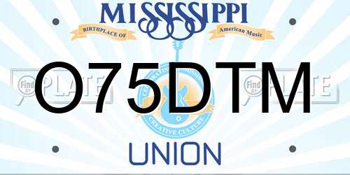 O75DTM Mississippi License Plate