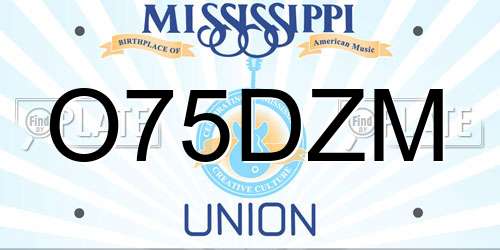 O75DZM Mississippi License Plate