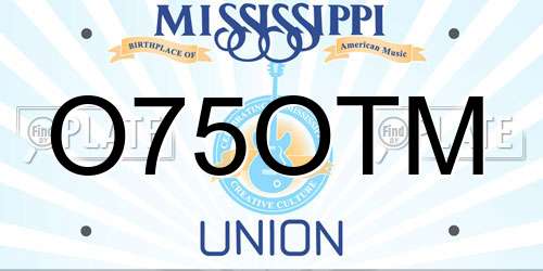 O75OTM Mississippi License Plate