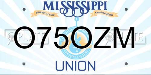 O75OZM Mississippi License Plate