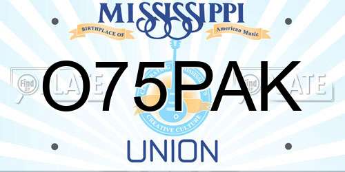 O75PAK Mississippi License Plate
