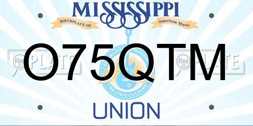 O75QTM Mississippi License Plate