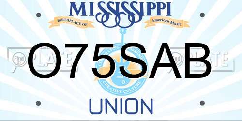 O75SAB Mississippi License Plate