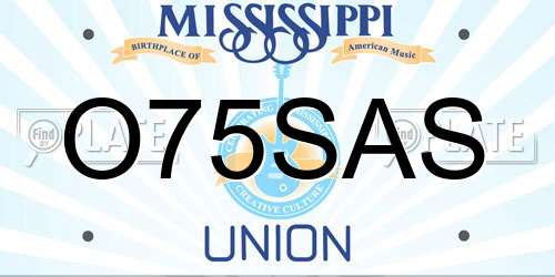 O75SAS Mississippi License Plate