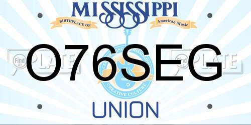 O76SEG Mississippi License Plate